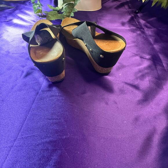 πCato Wedge Sandals Cork Heel Platform Slip-On with Elastic Straps - Picture 3 of 10